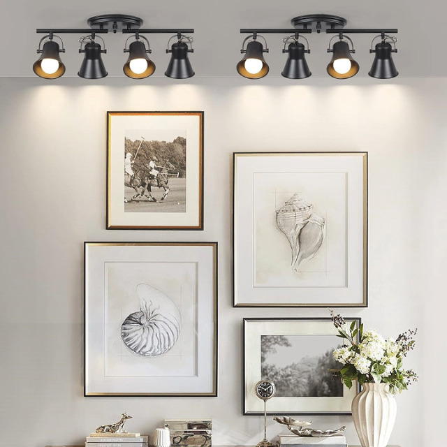 KEESFU 4-Light Track Lighting Kit,Black Semi Flush Mount Ceiling